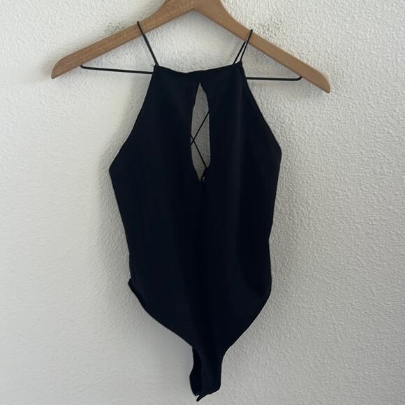 ASOS Design Keyhole Front Strappy Back Low Back Thong Bodysuit Black US 4 - Picture 1 of 7